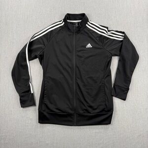 adidas Black Zip-Up Jacket with White Logo‎
